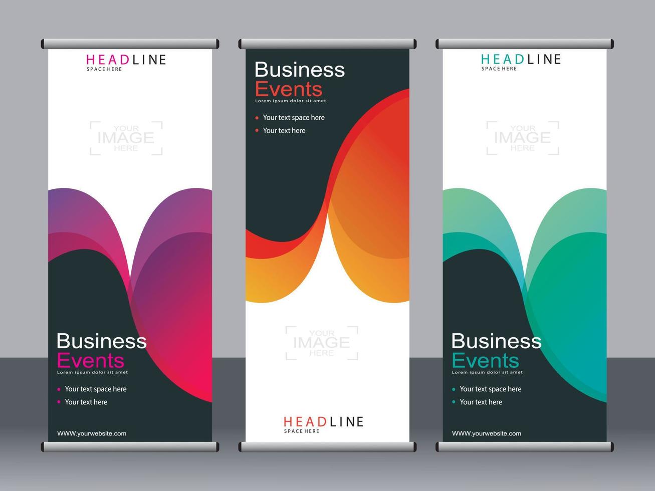 Business banner roll up set standee banner template. vector