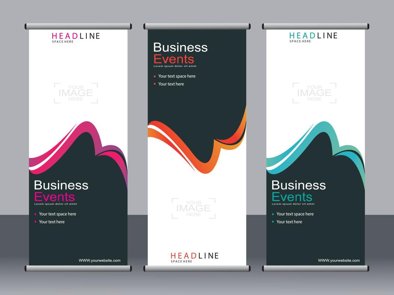 Business banner roll up set standee banner template. vector