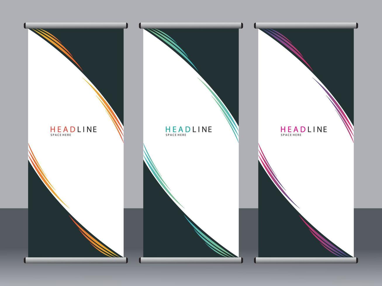 Business banner roll up set standee banner template. vector