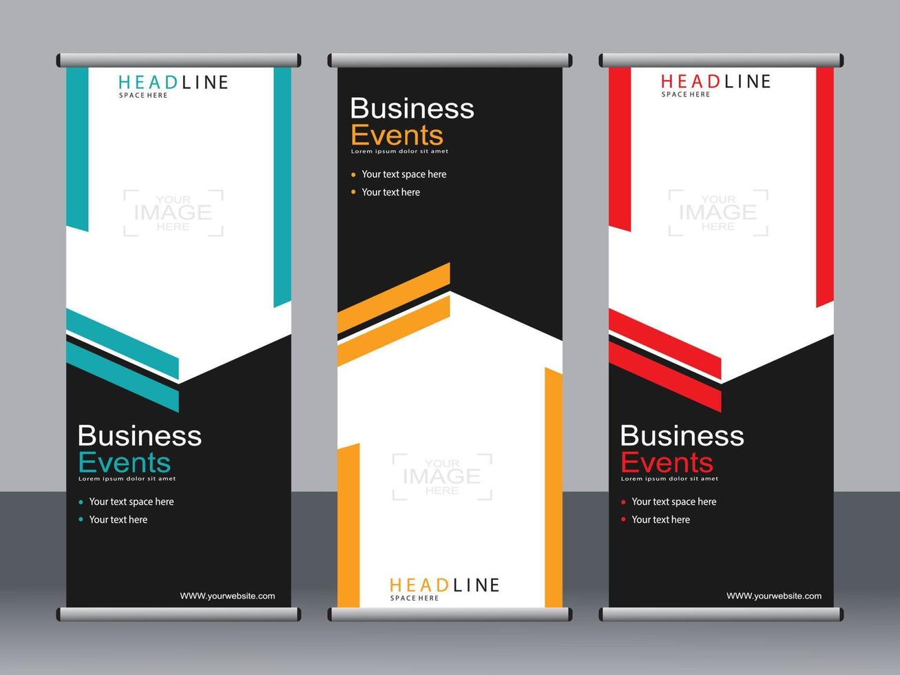 Business banner roll up set standee banner template. vector