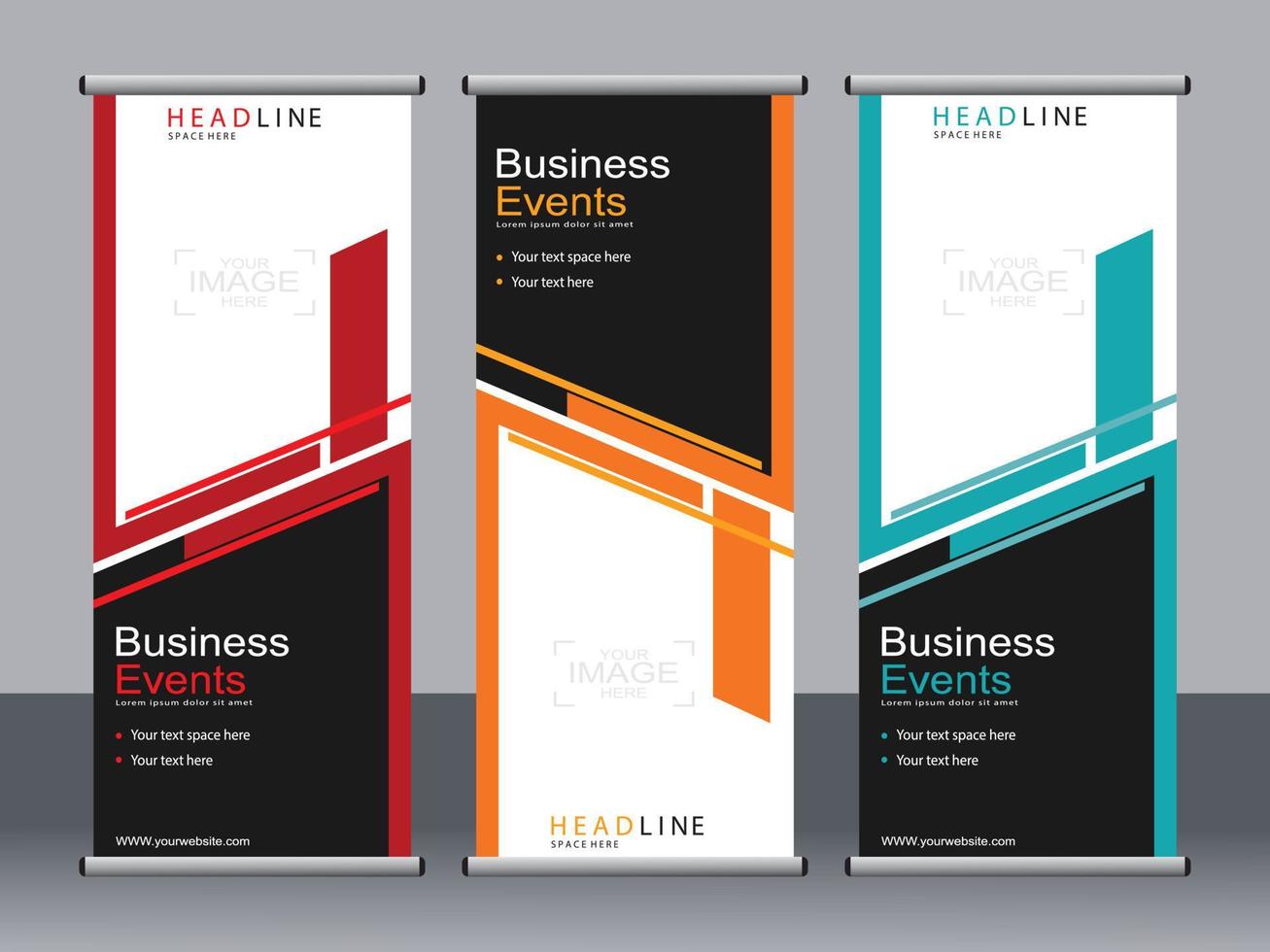 Business banner roll up set standee banner template. vector
