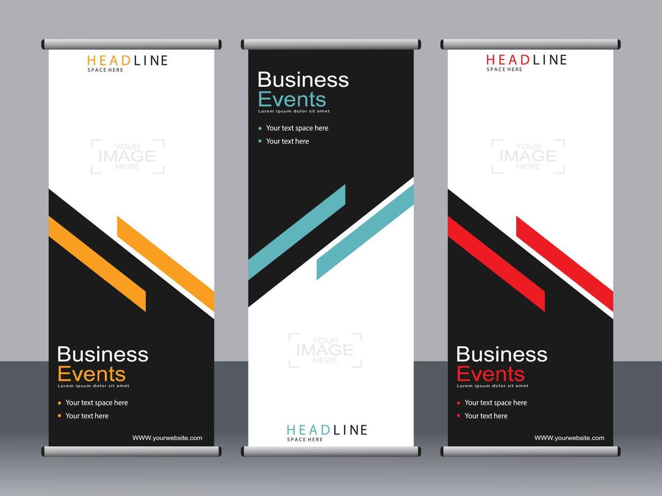 Business banner roll up set standee banner template. vector