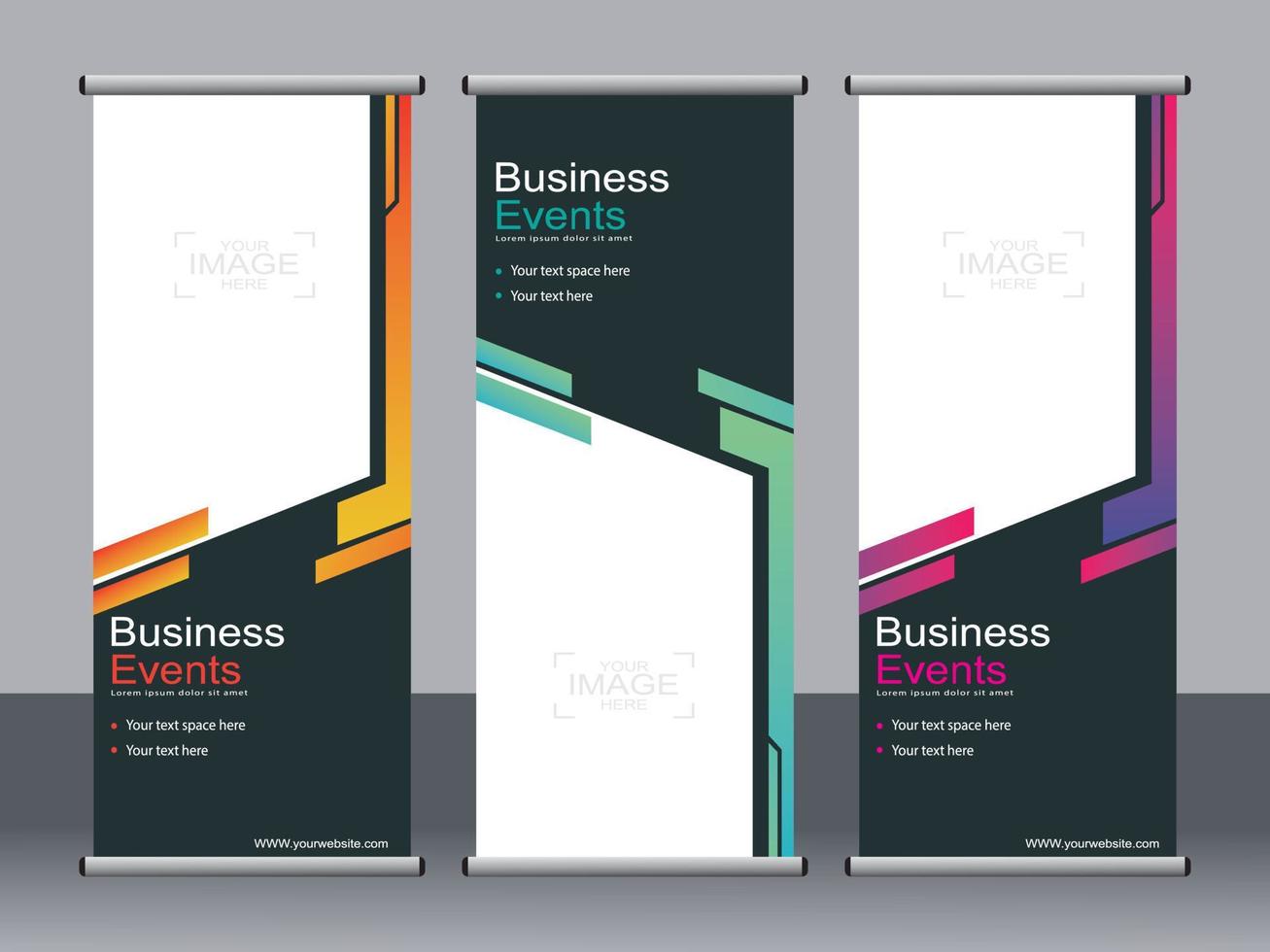 Business banner roll up set standee banner template. vector