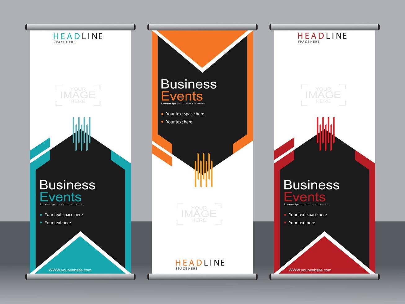 Business banner roll up set standee banner template. vector