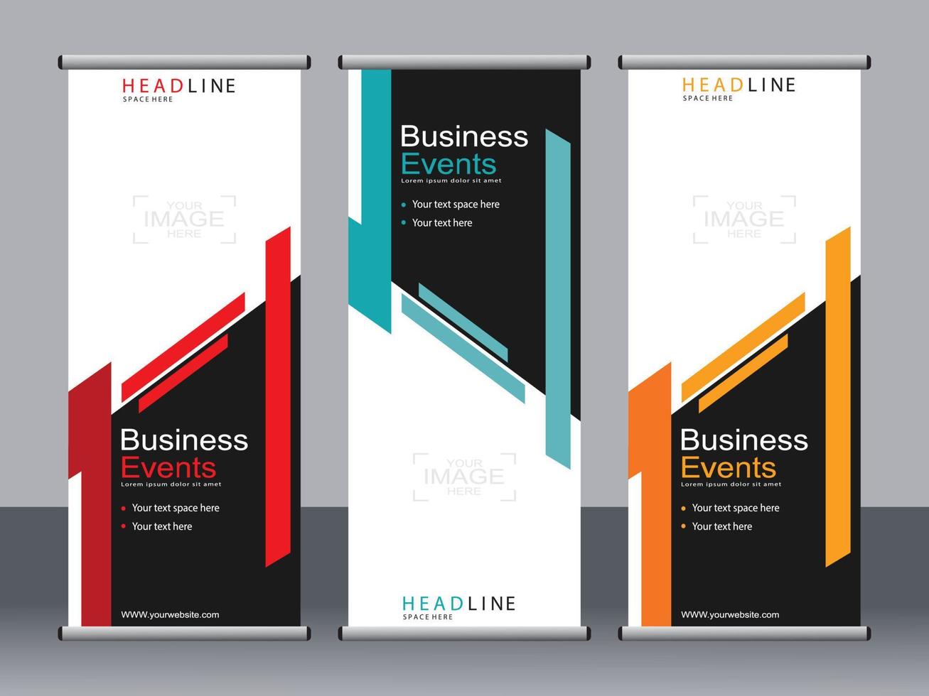 Business banner roll up set standee banner template. vector