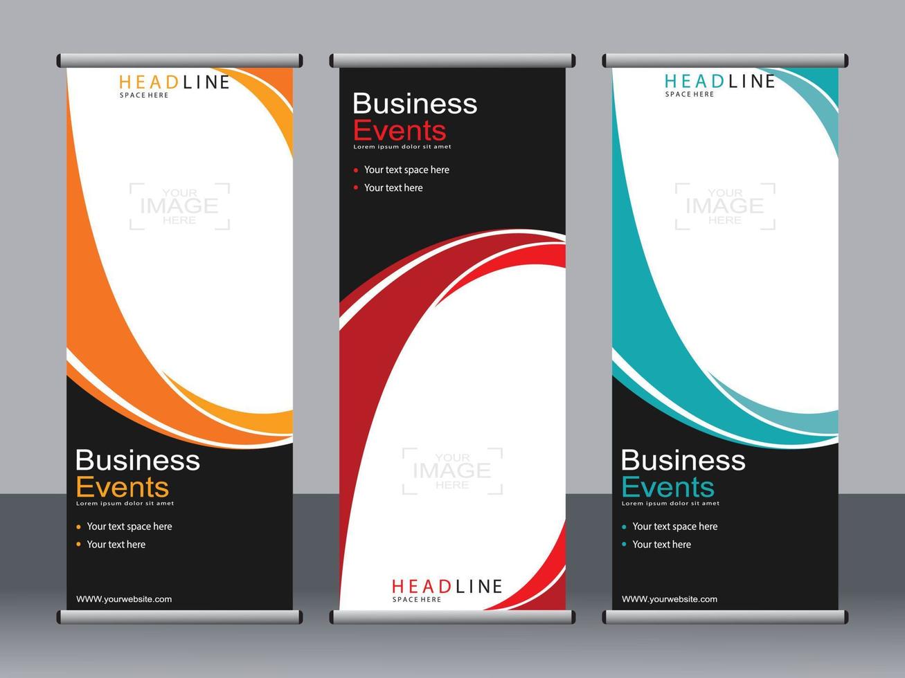 Business banner roll up set standee banner template. vector