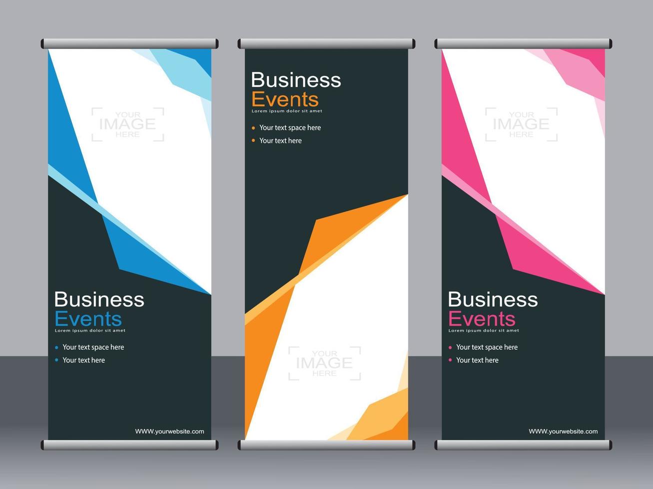 Business banner roll up set standee banner template. vector