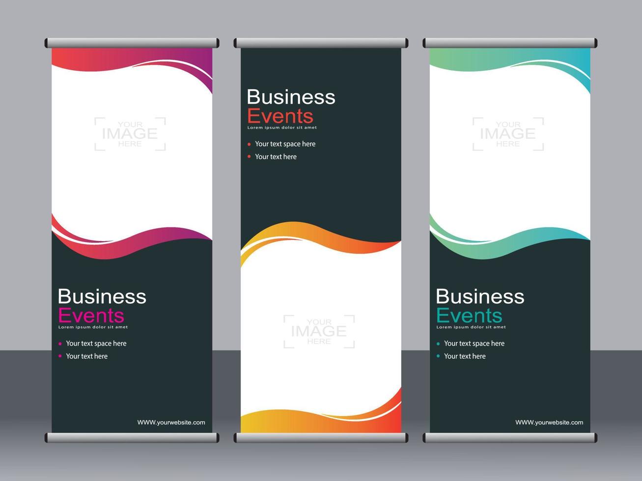 Business banner roll up set standee banner template. vector