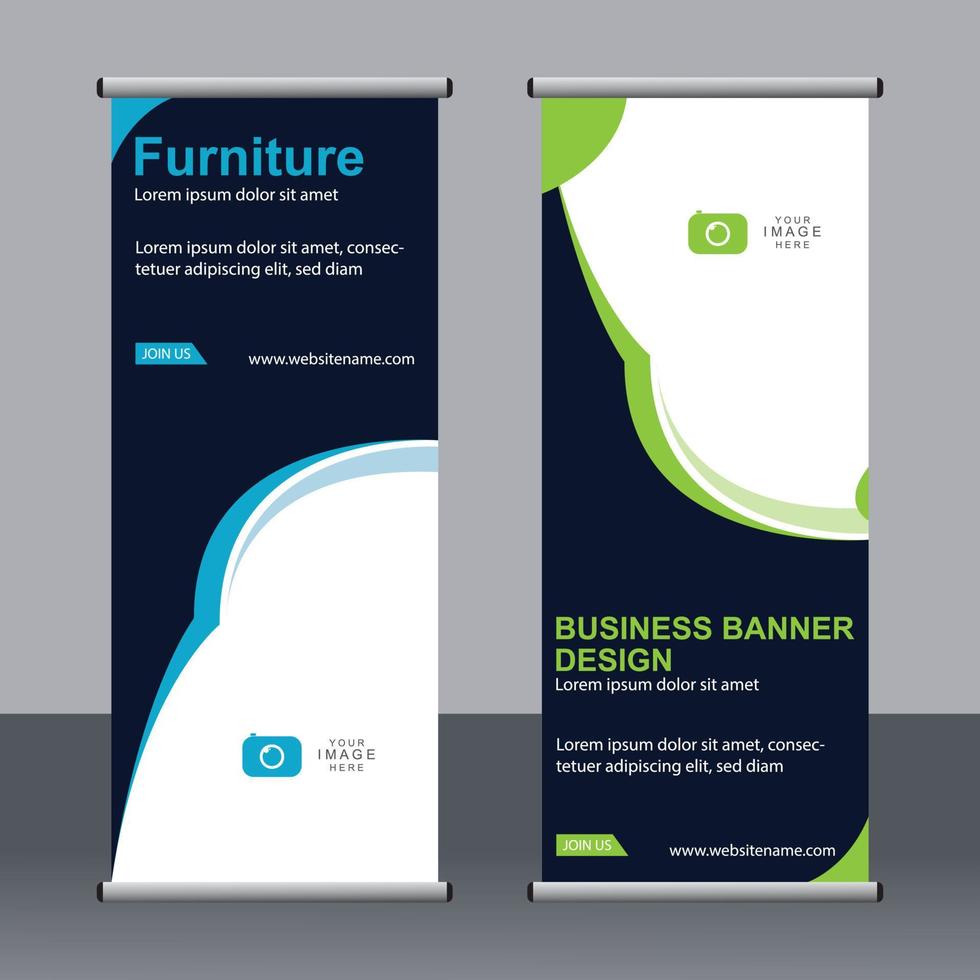 Business banner roll up set standee banner template. vector