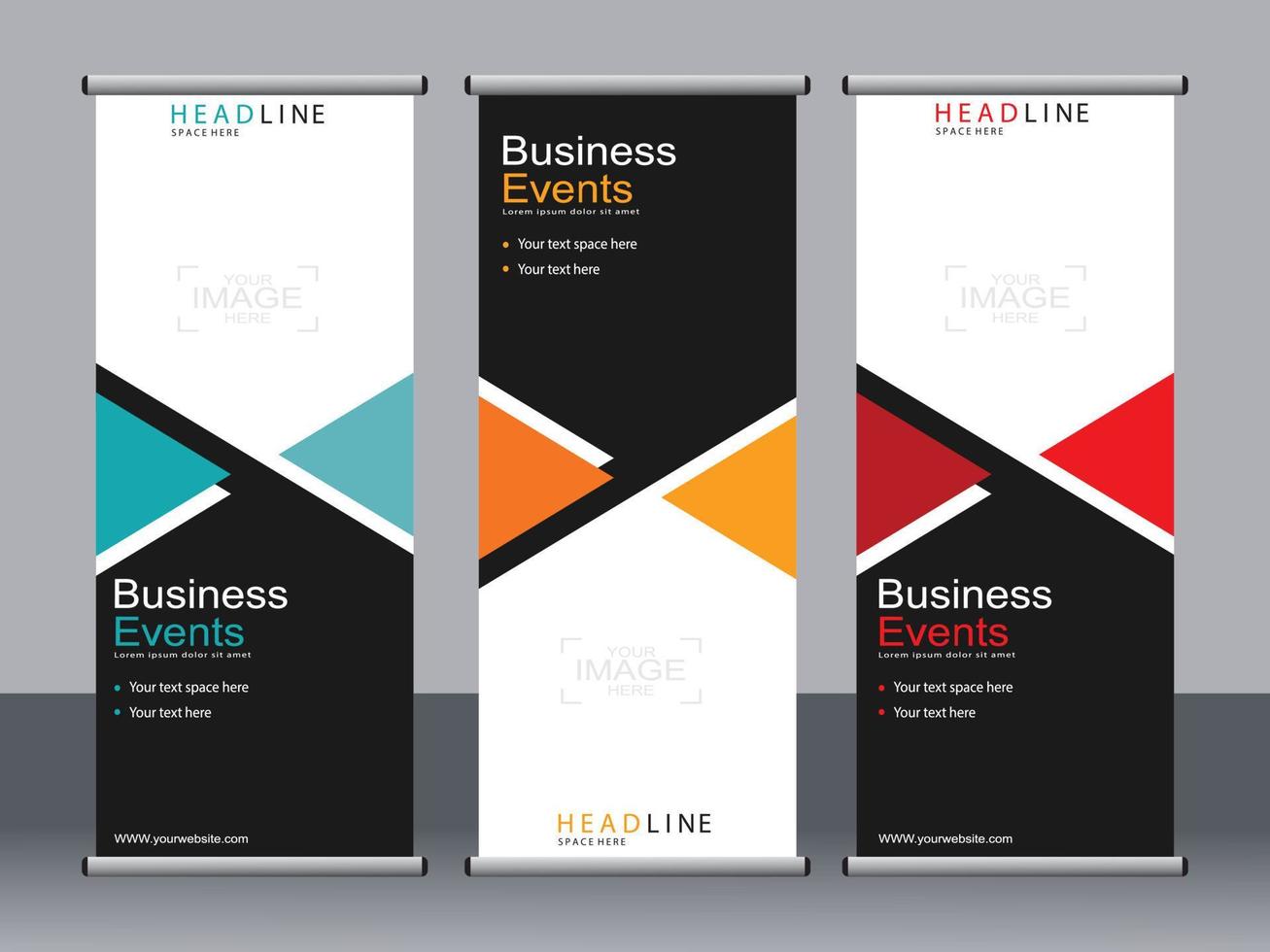 Business banner roll up set standee banner template. vector