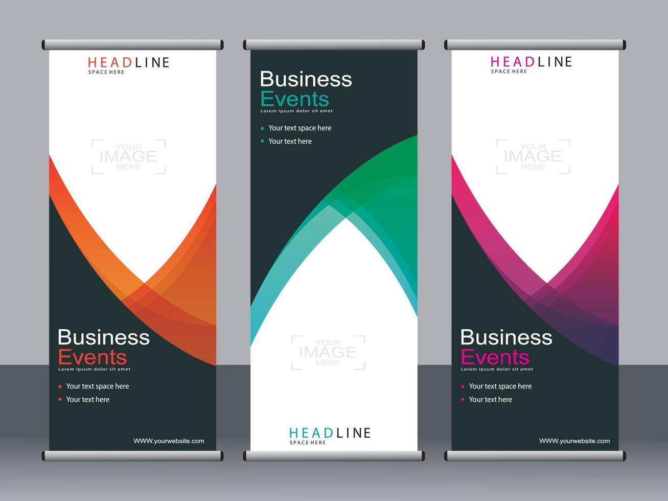 Business banner roll up set standee banner template. vector