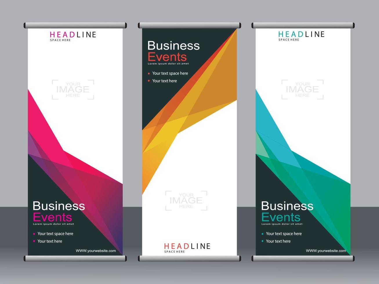 Business banner roll up set standee banner template. vector
