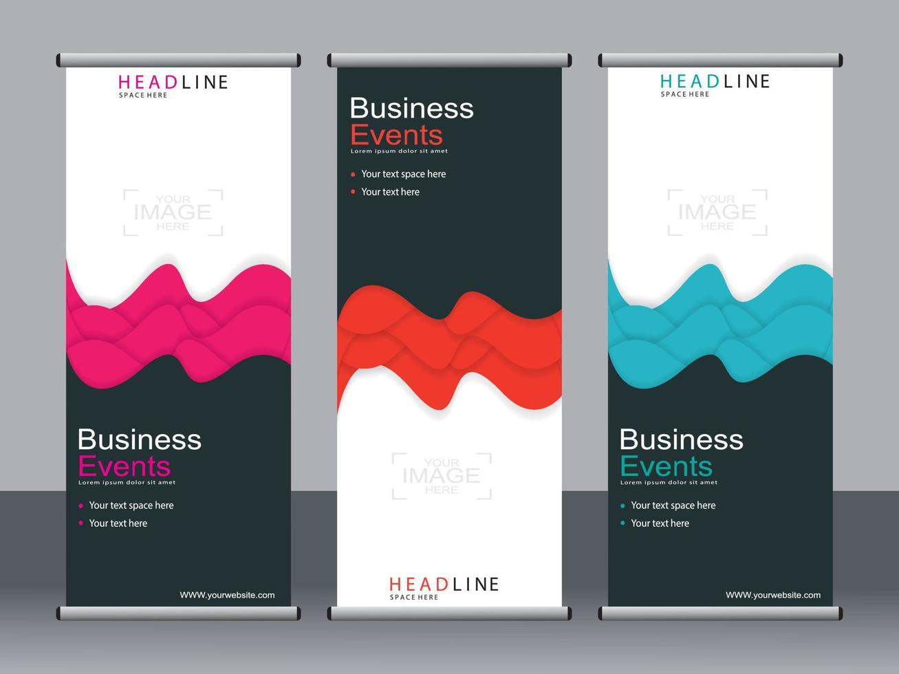 Business banner roll up set standee banner template. vector