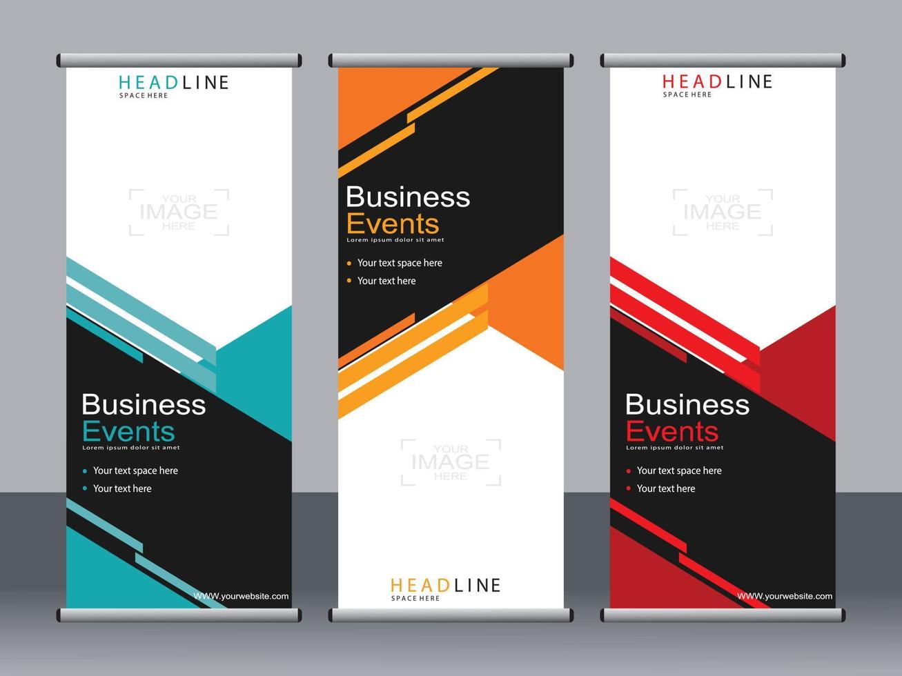 Business banner roll up set standee banner template. vector