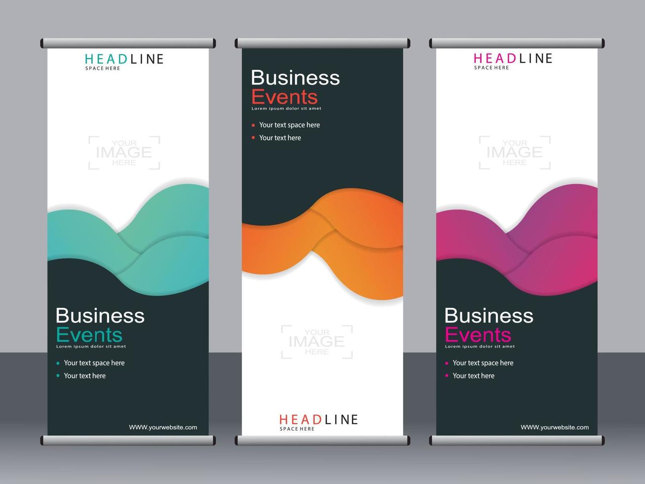 Business banner roll up set standee banner template. vector