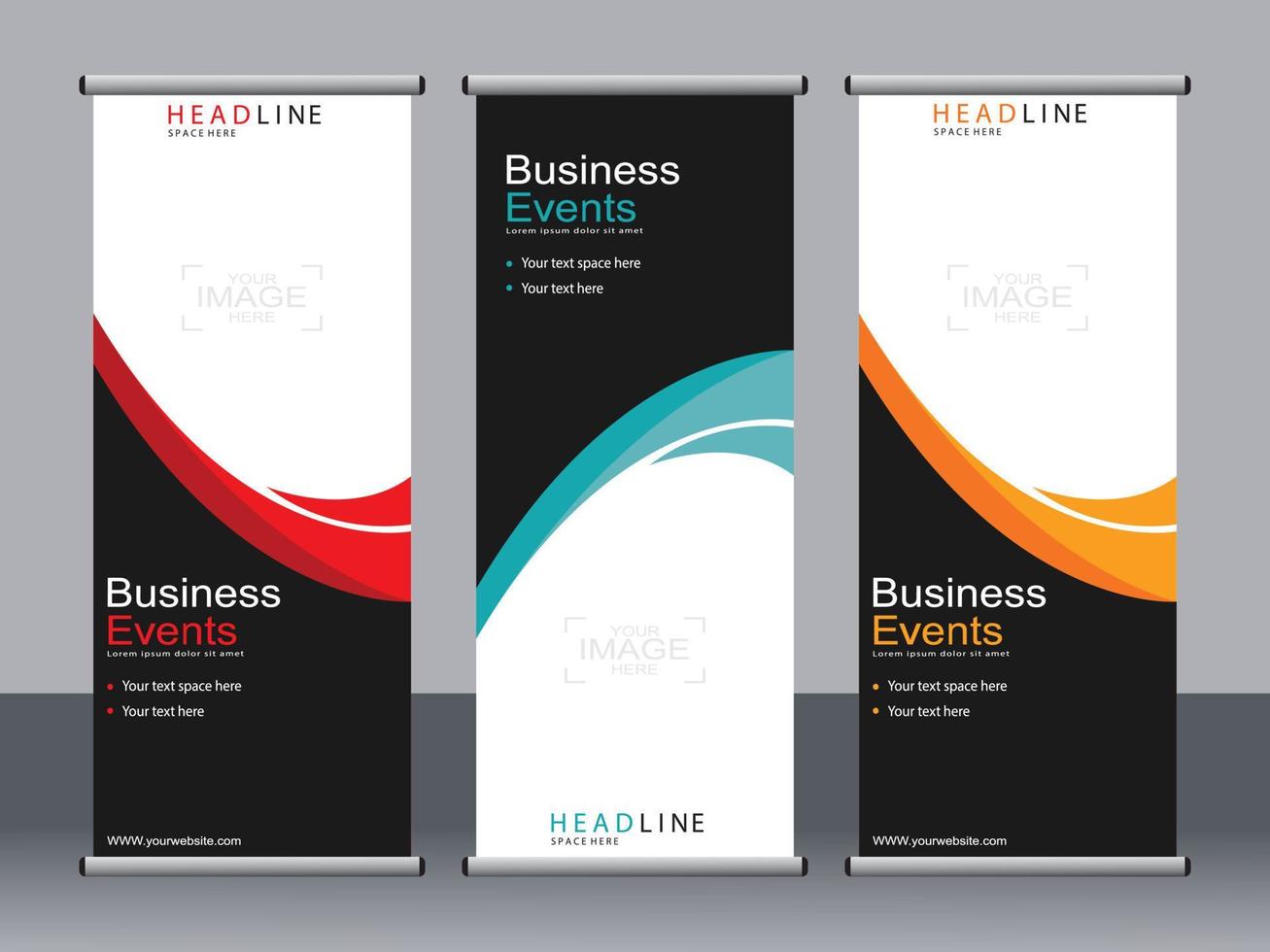 Business banner roll up set standee banner template. vector