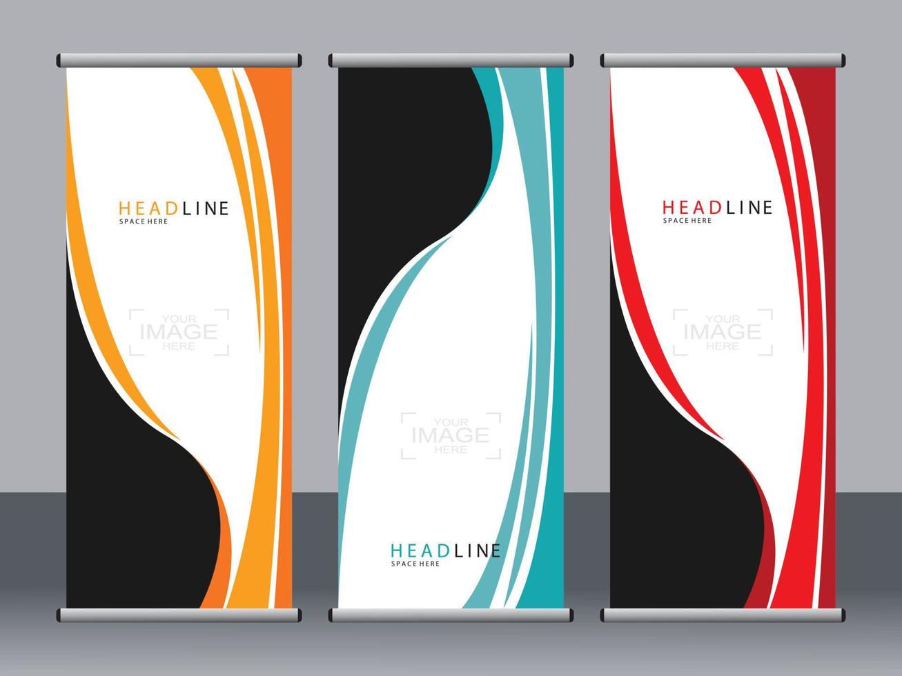 Business banner roll up set standee banner template. vector