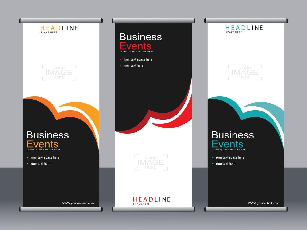 Business banner roll up set standee banner template. vector