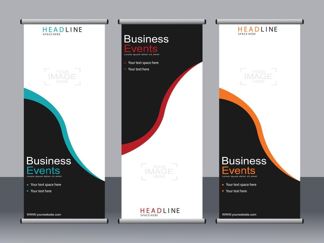 Business banner roll up set standee banner template. vector