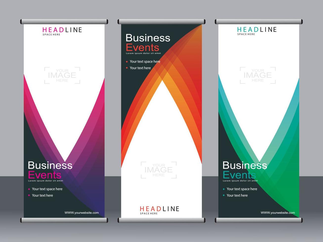 Business banner roll up set standee banner template. vector