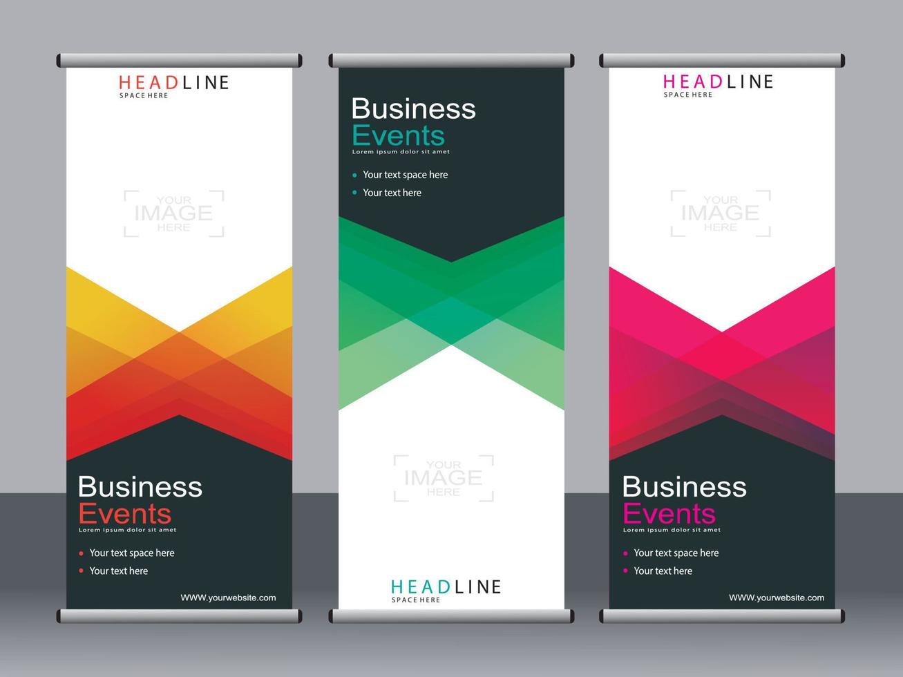 Business banner roll up set standee banner template. vector