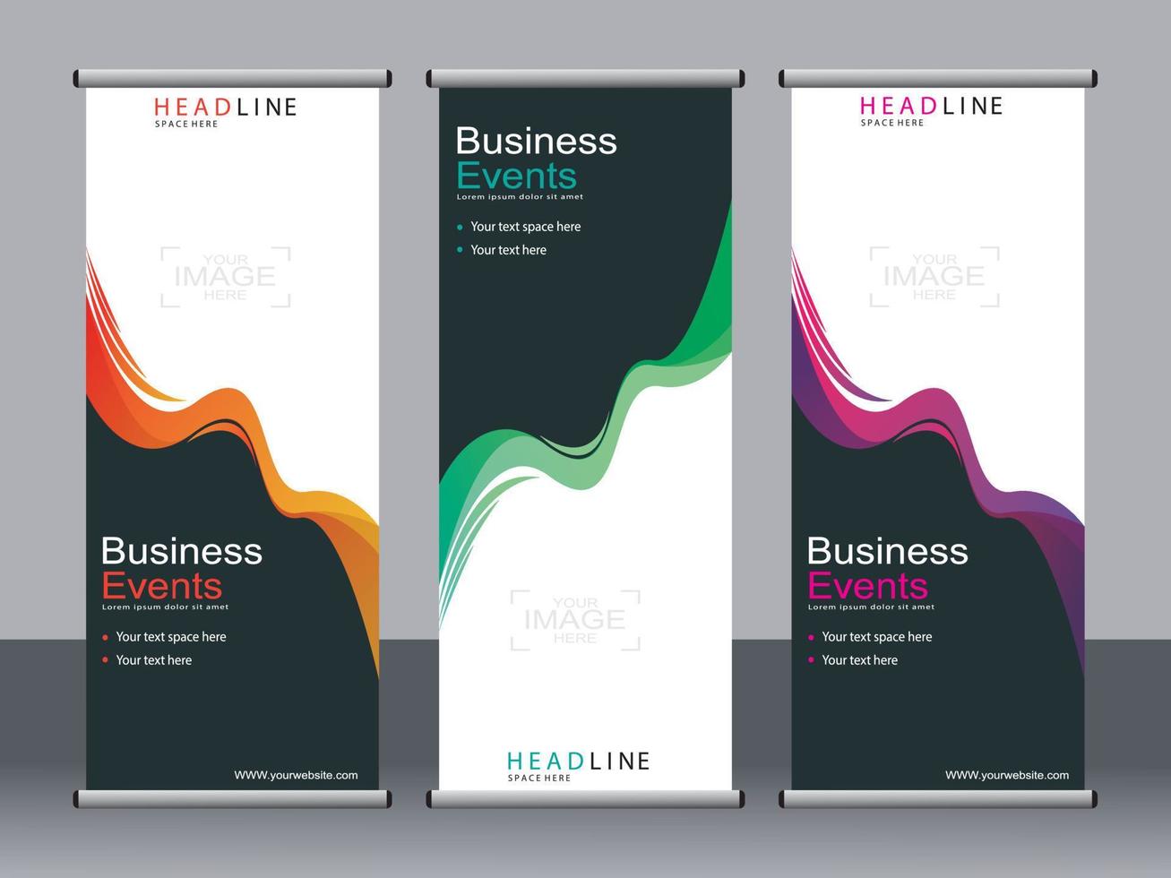 Business banner roll up set standee banner template. vector