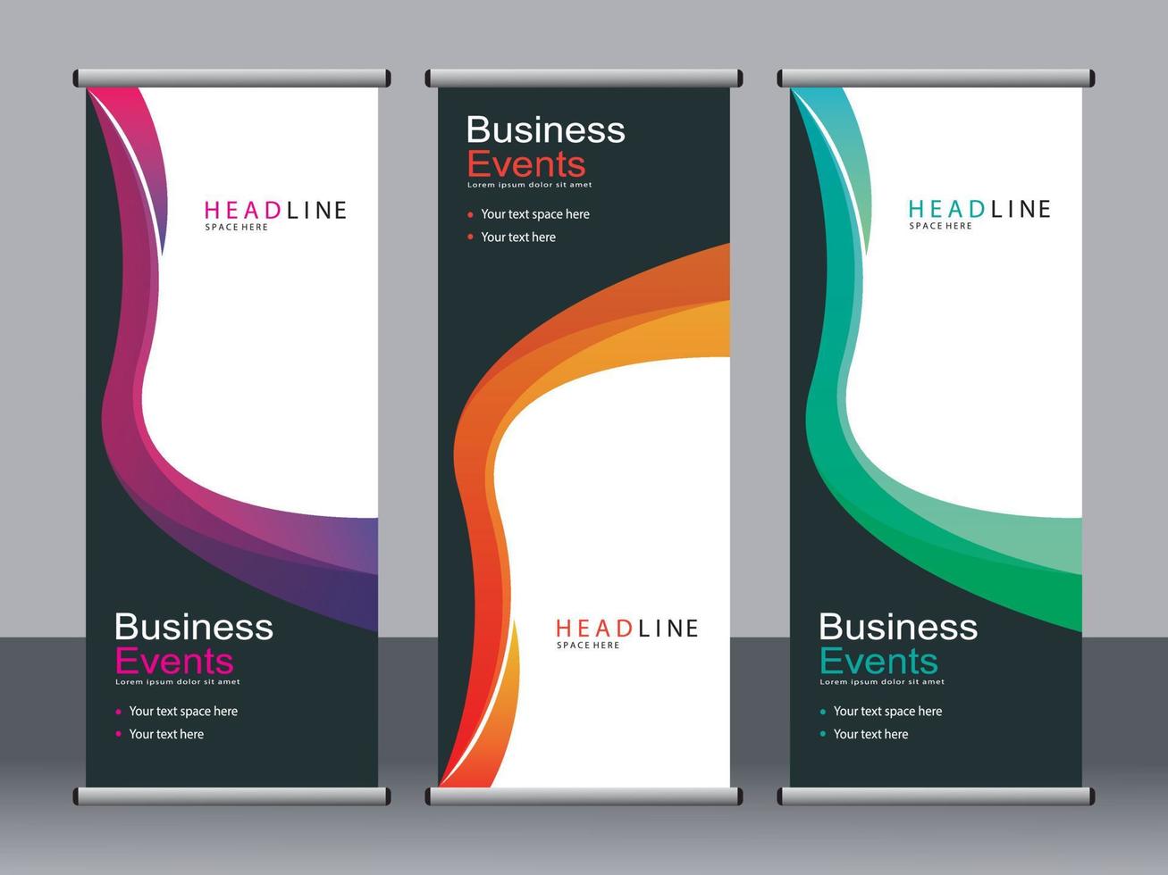 Business banner roll up set standee banner template. vector