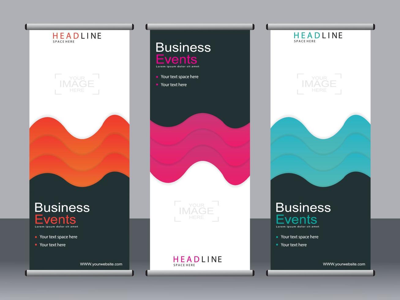 Business banner roll up set standee banner template. vector