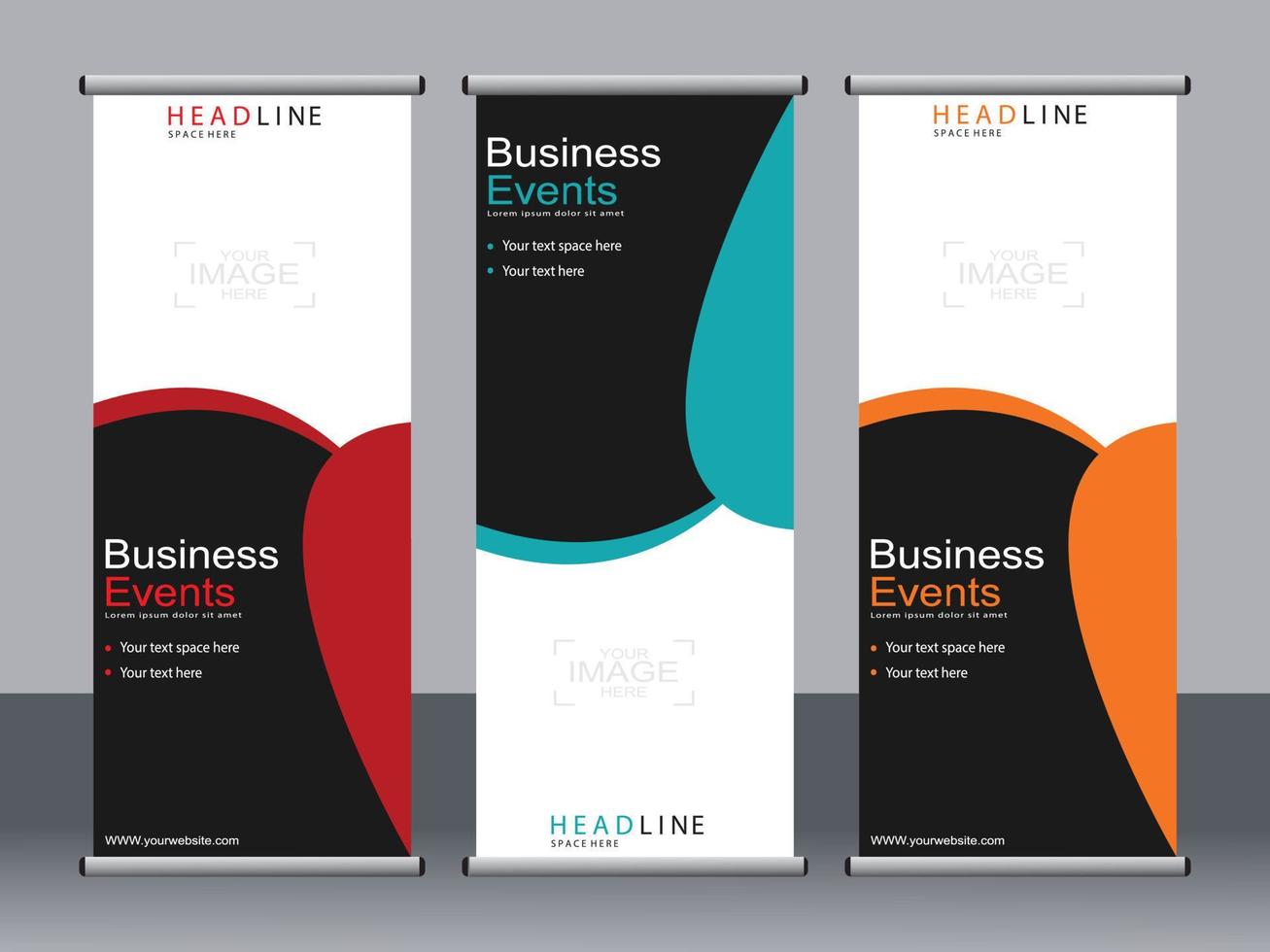 Business banner roll up set standee banner template. vector