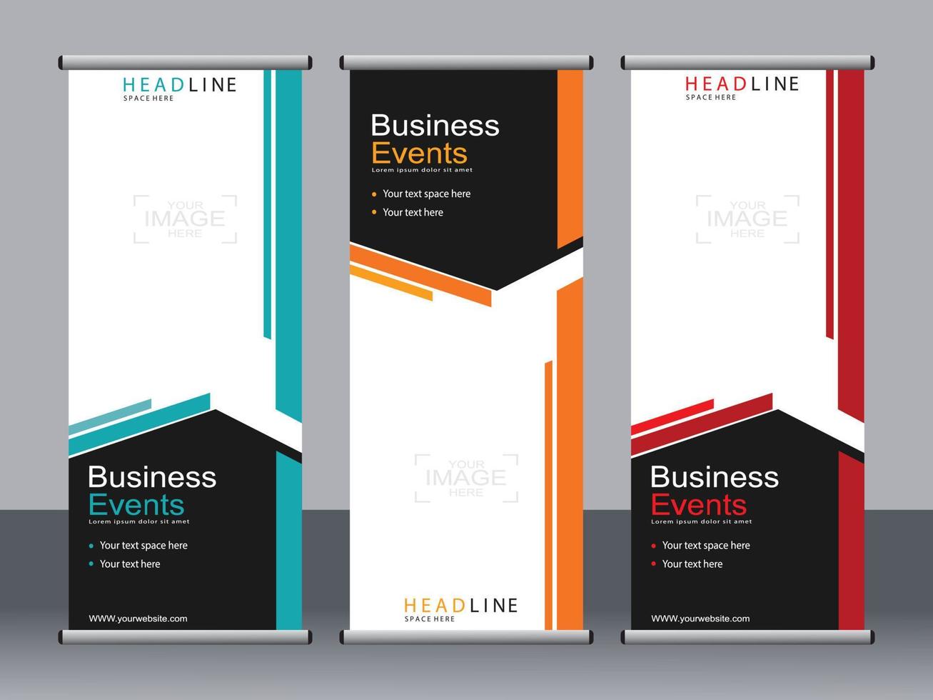 Business banner roll up set standee banner template. vector