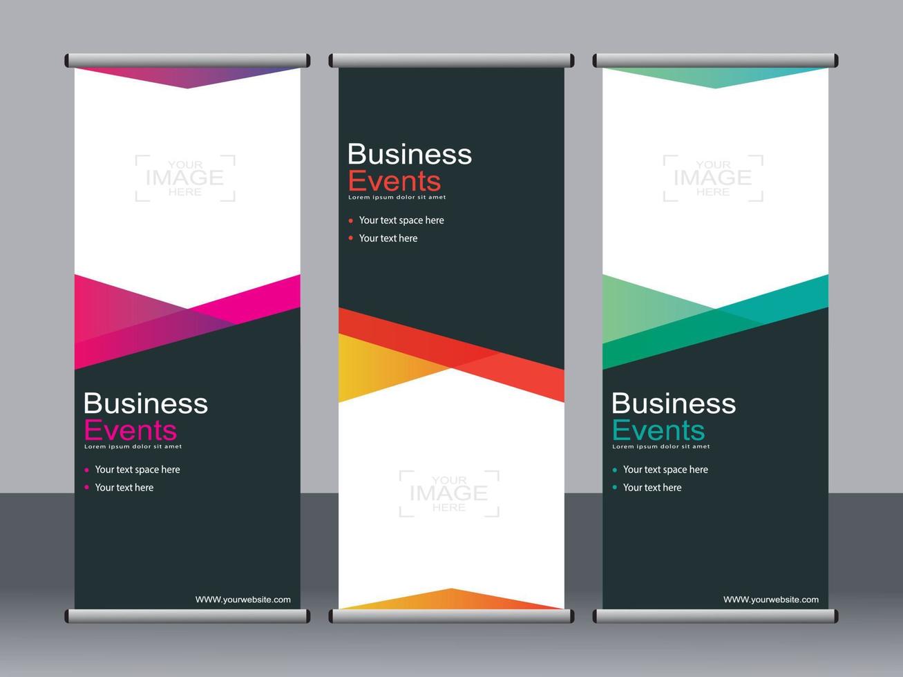 Business banner roll up set standee banner template. vector