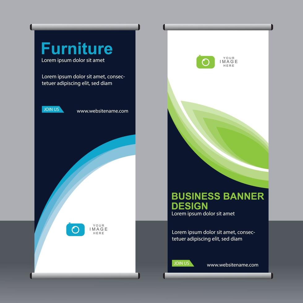 Business banner roll up set standee banner template. vector