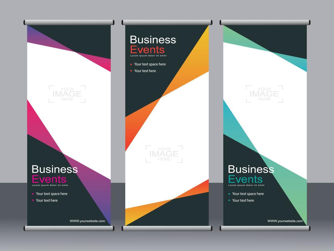 Business banner roll up set standee banner template. vector