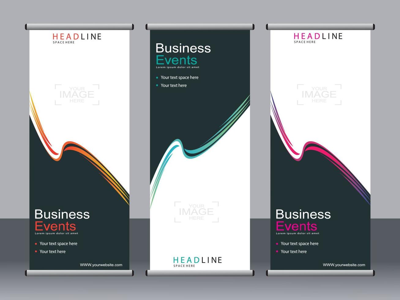 Business banner roll up set standee banner template. vector