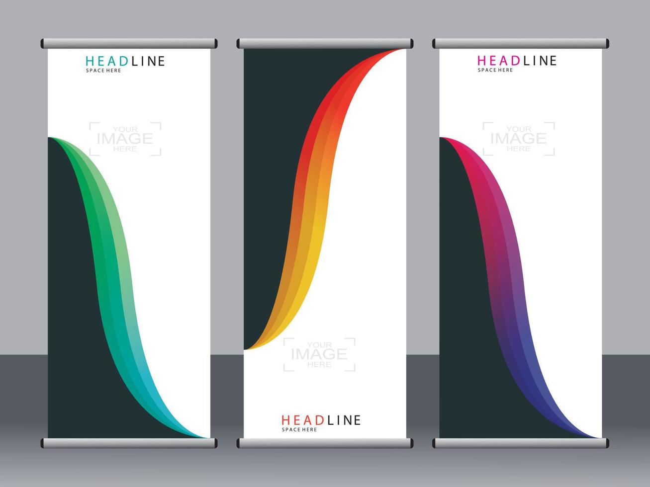 Business banner roll up set standee banner template. vector