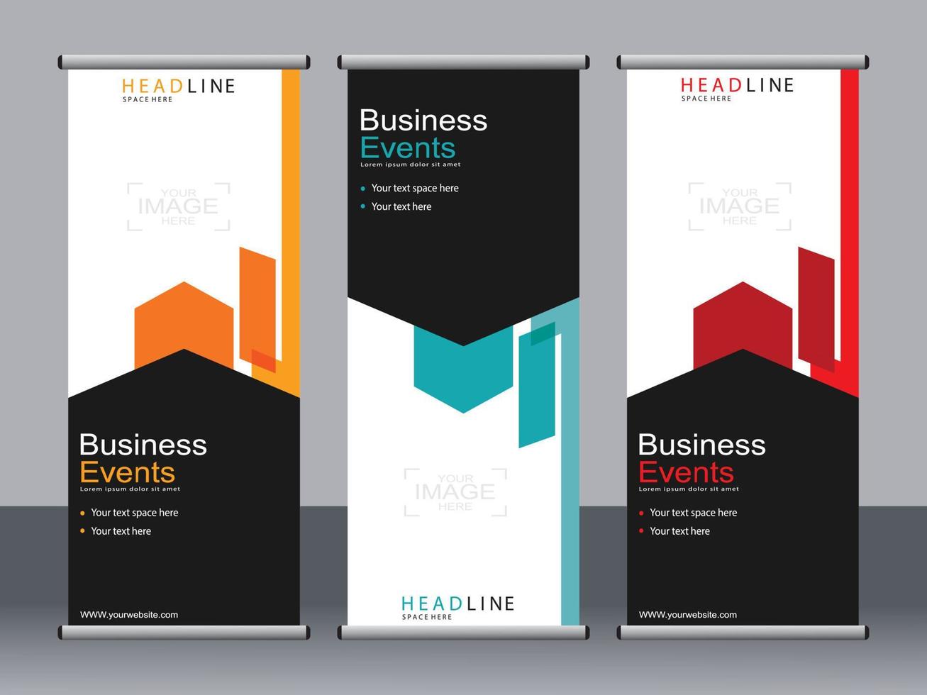 Business banner roll up set standee banner template. vector