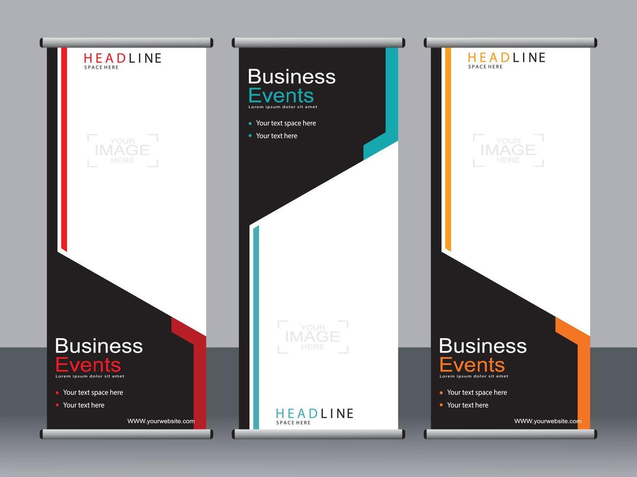 Business banner roll up set standee banner template. vector