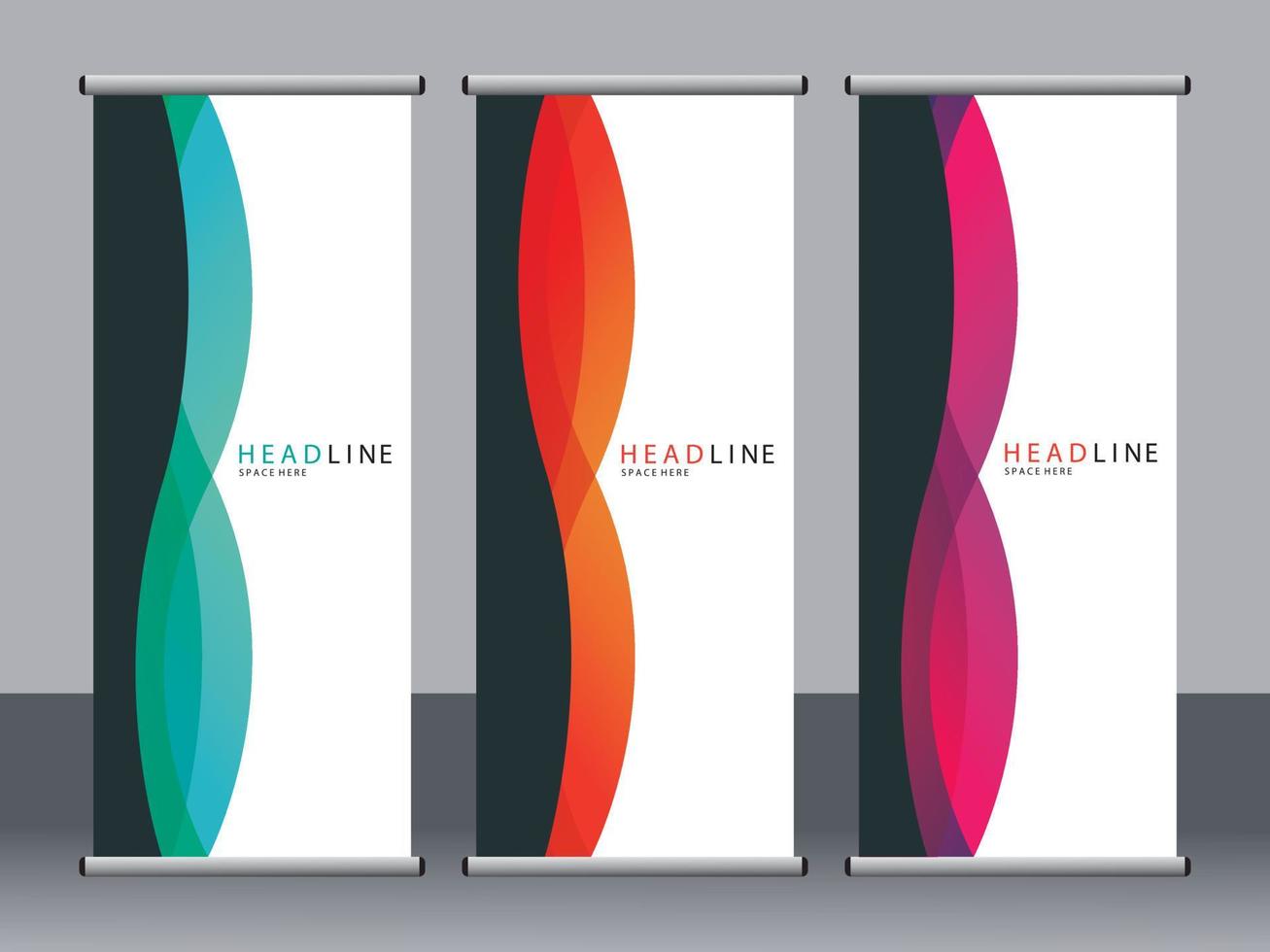 Business banner roll up set standee banner template. vector