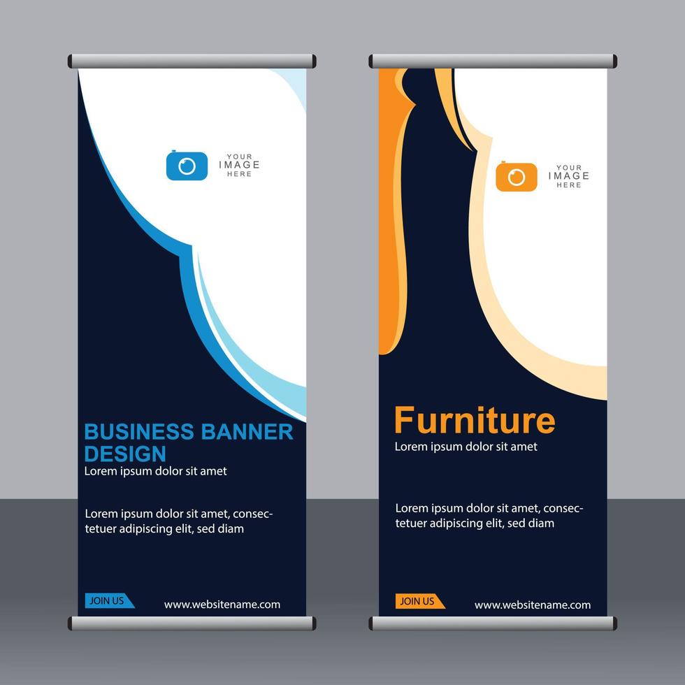 Business banner roll up set standee banner template. vector