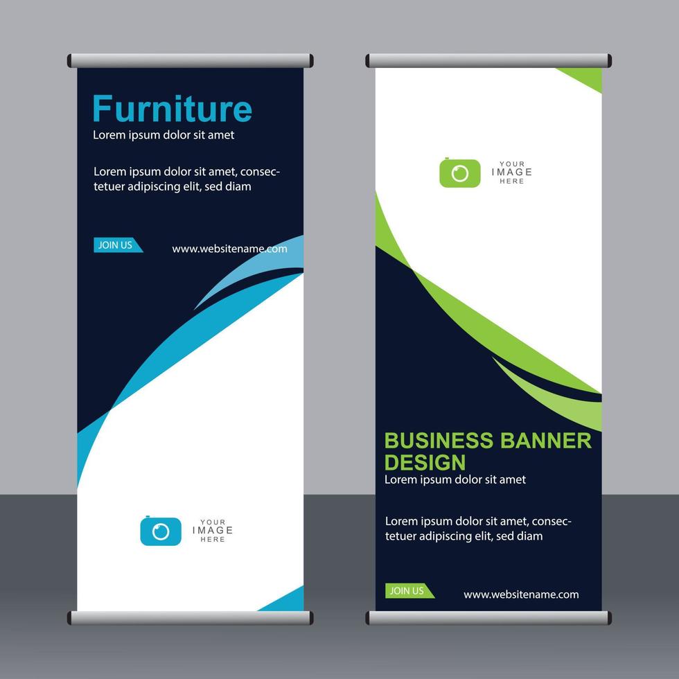 Business banner roll up set standee banner template. vector