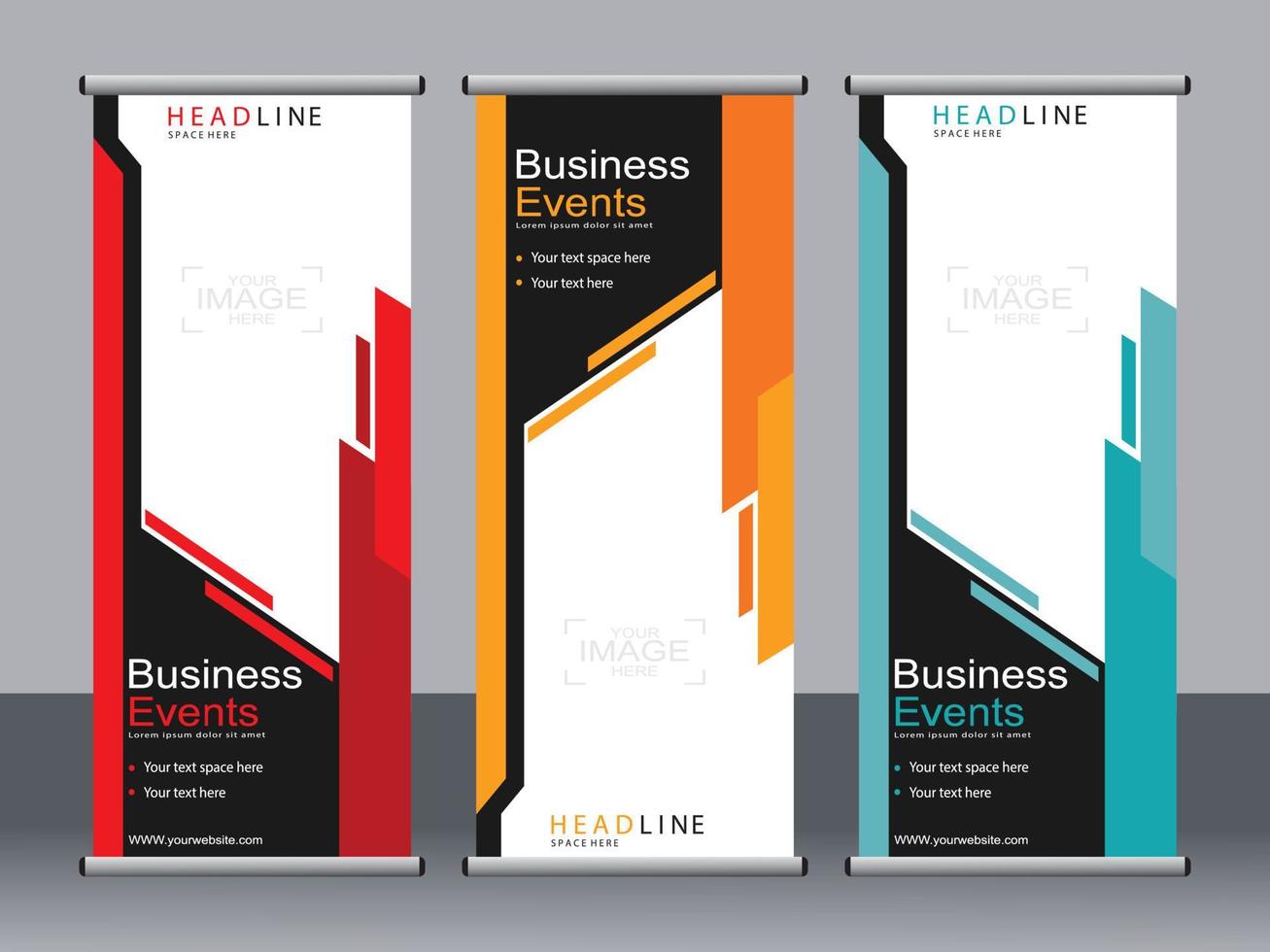 Business banner roll up set standee banner template. vector