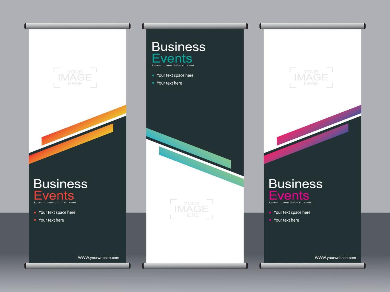Business banner roll up set standee banner template. vector