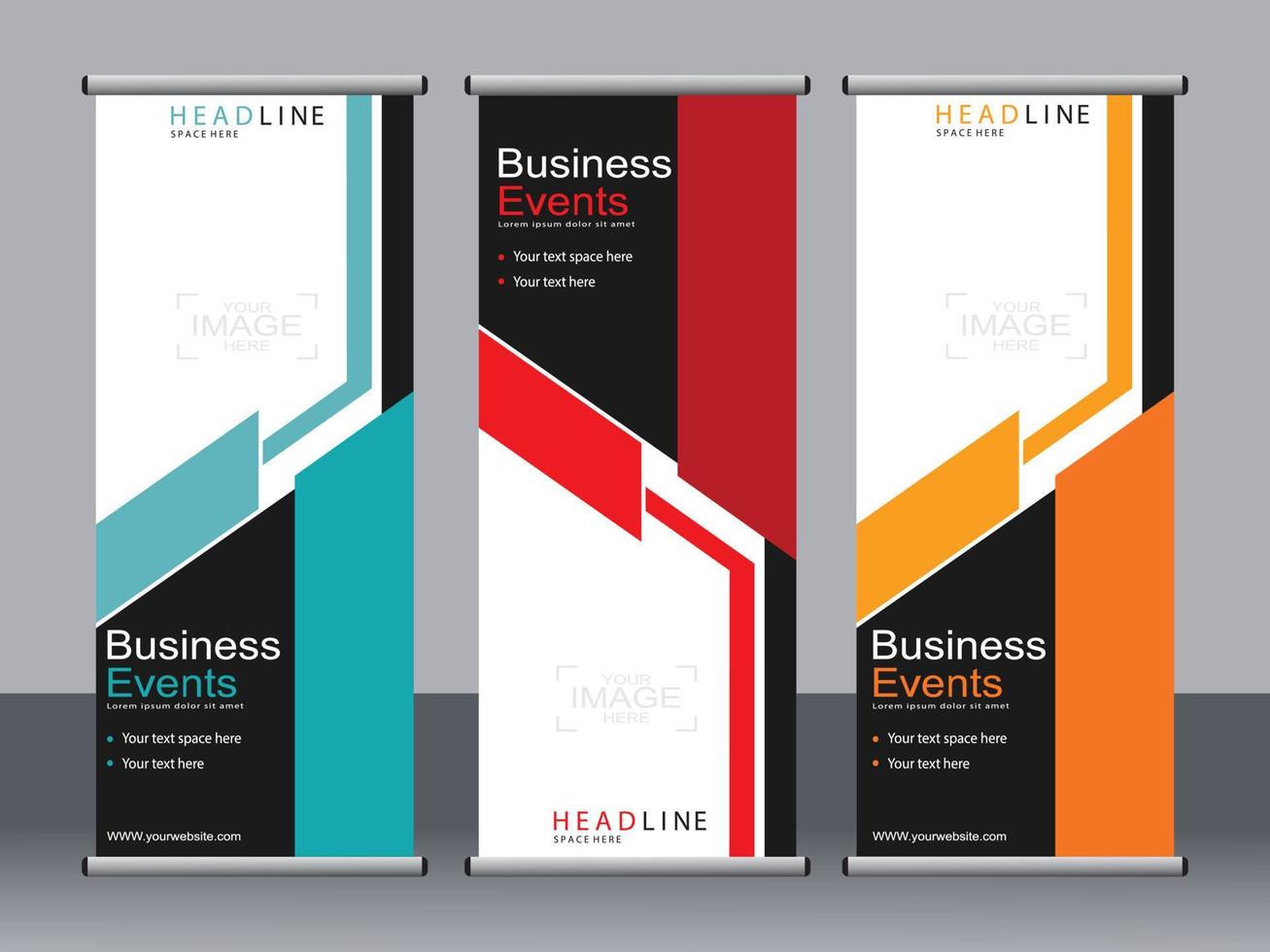 Business banner roll up set standee banner template. vector