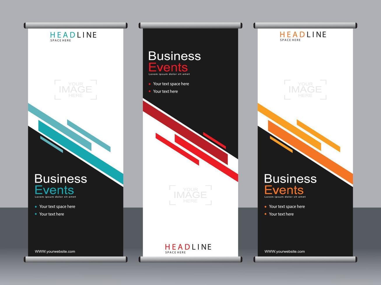 Business banner roll up set standee banner template. vector