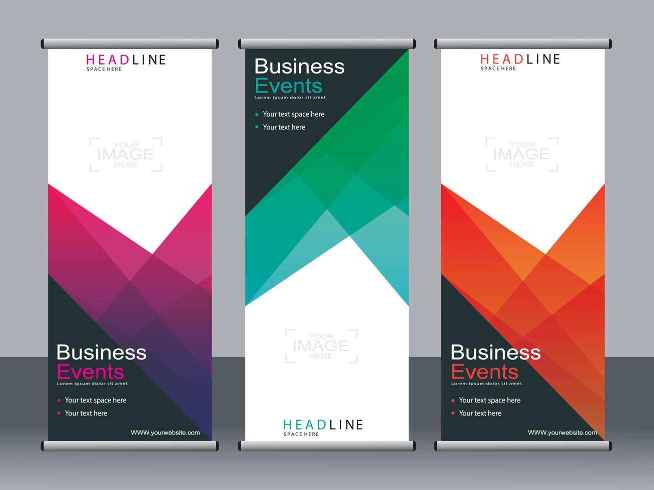 Business banner roll up set standee banner template. vector