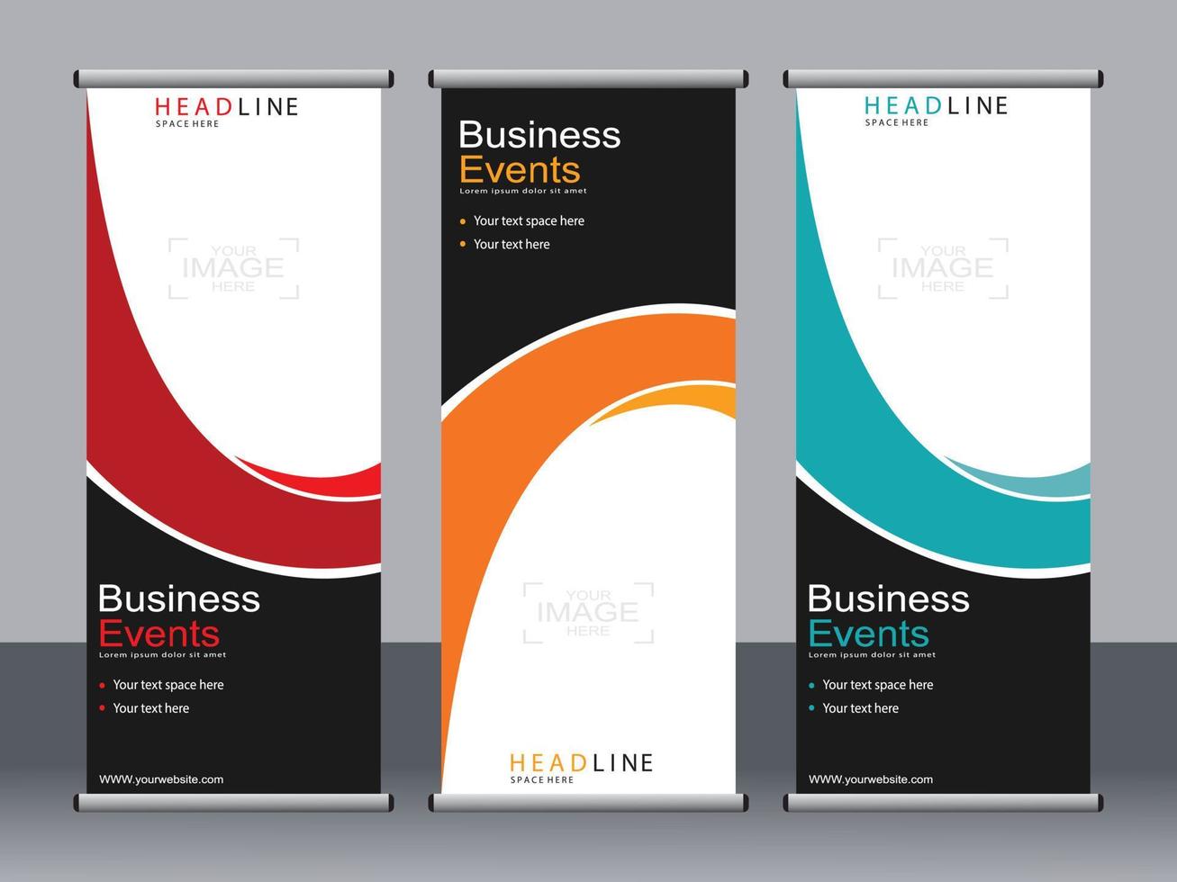 Business banner roll up set standee banner template. vector