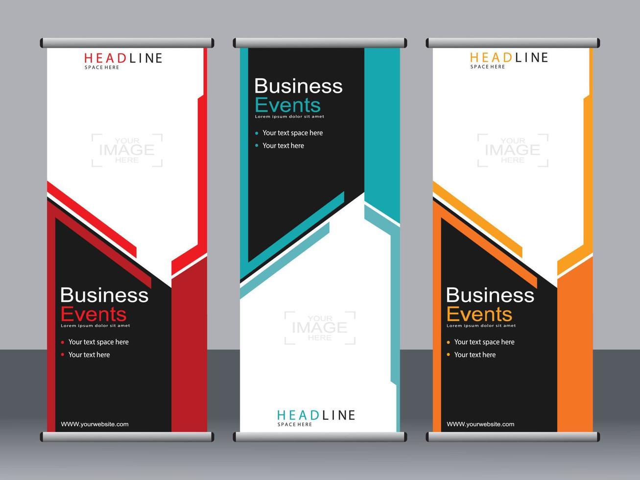 Business banner roll up set standee banner template. vector