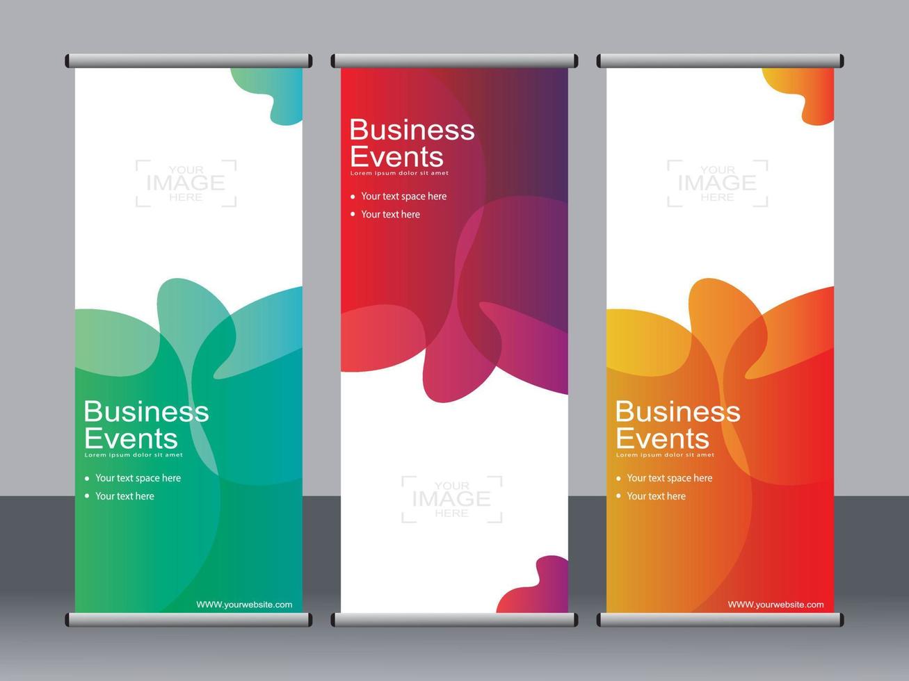 Business banner roll up set standee banner template. vector