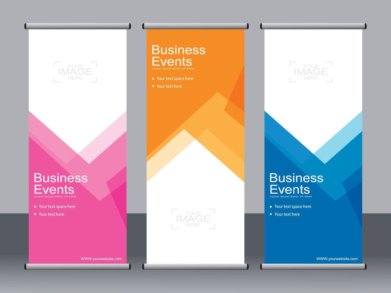 Business banner roll up set standee banner template. vector