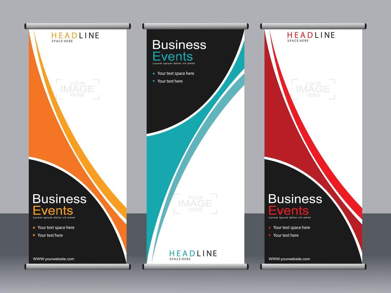 Business banner roll up set standee banner template. vector